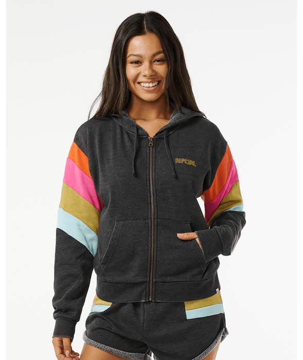 Rip Curl Surf Revival Zip Thru Sweatshirt Washed Black