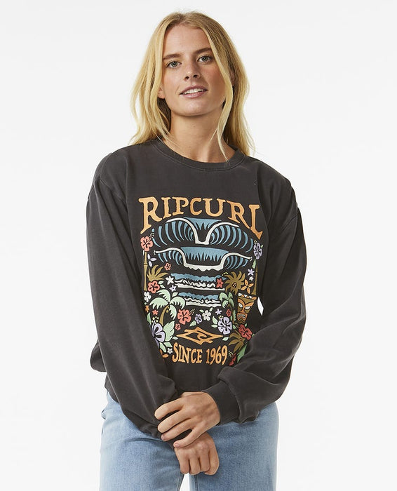 Rip Curl Tiki Tropic Relaxed Crew Sweatshirt-Washed Black