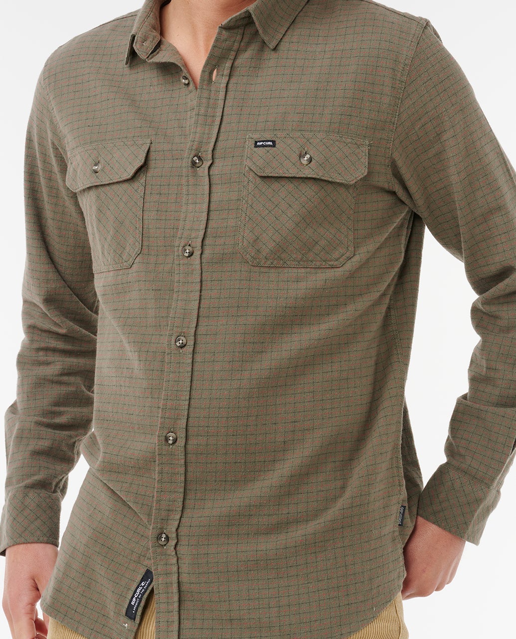 Rip Curl Classic Surf Checked In L/S Shirt-Cactus Green
