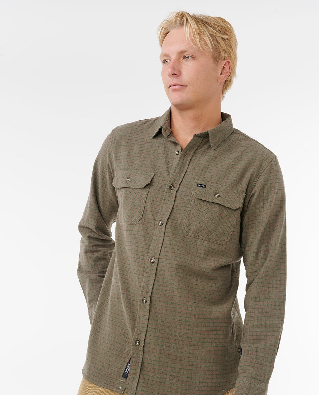 Rip Curl Classic Surf Checked In L/S Shirt-Cactus Green
