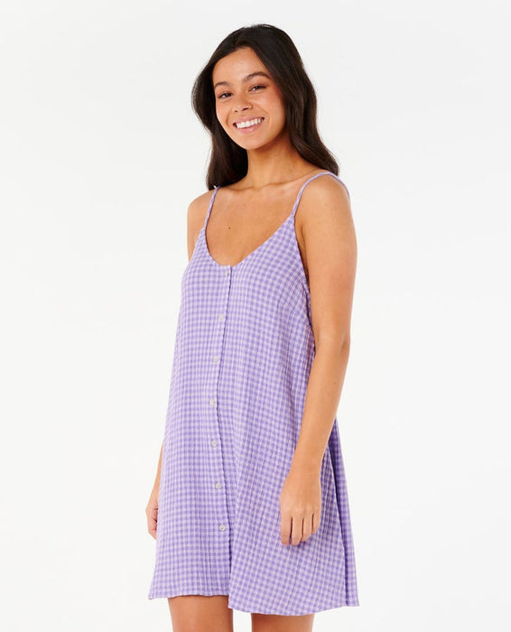 Rip Curl Premium Surf Check Cover Up Dress-Purple