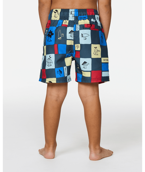 Rip Curl Toddler Surf Check Volley Boardshorts-Pine Night