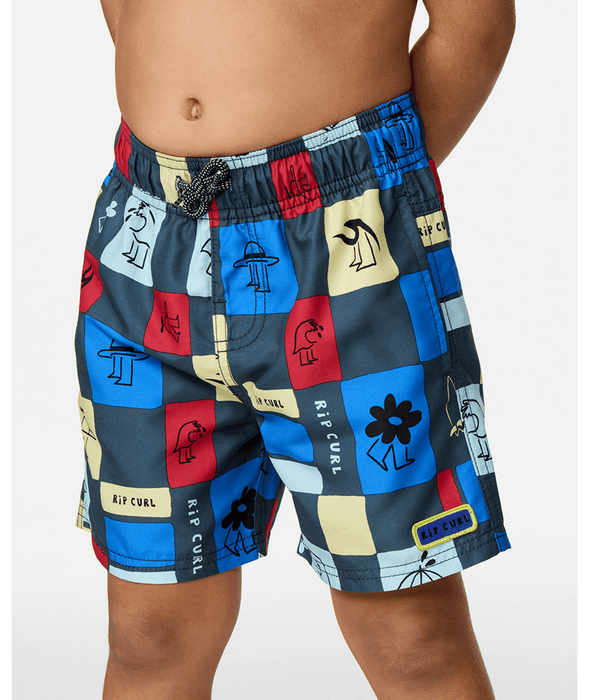 Rip Curl Toddler Surf Check Volley Boardshorts-Pine Night