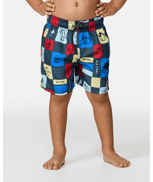 Rip Curl Toddler Surf Check Volley Boardshorts-Pine Night