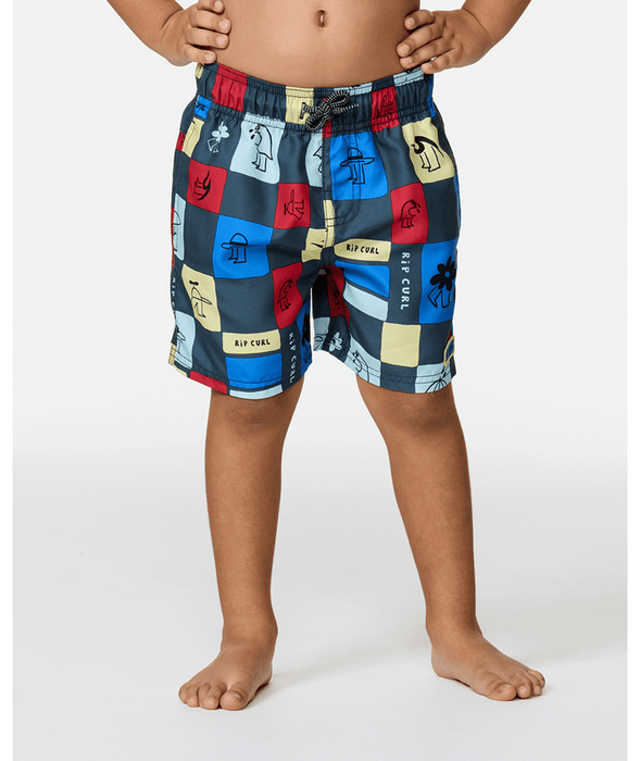 Rip Curl Toddler Surf Check Volley Boardshorts-Pine Night