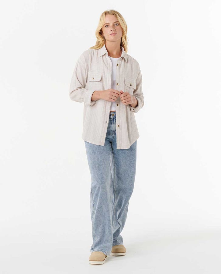 Rip Curl Oceanic Textured Shacket Jacket-Moonbeam