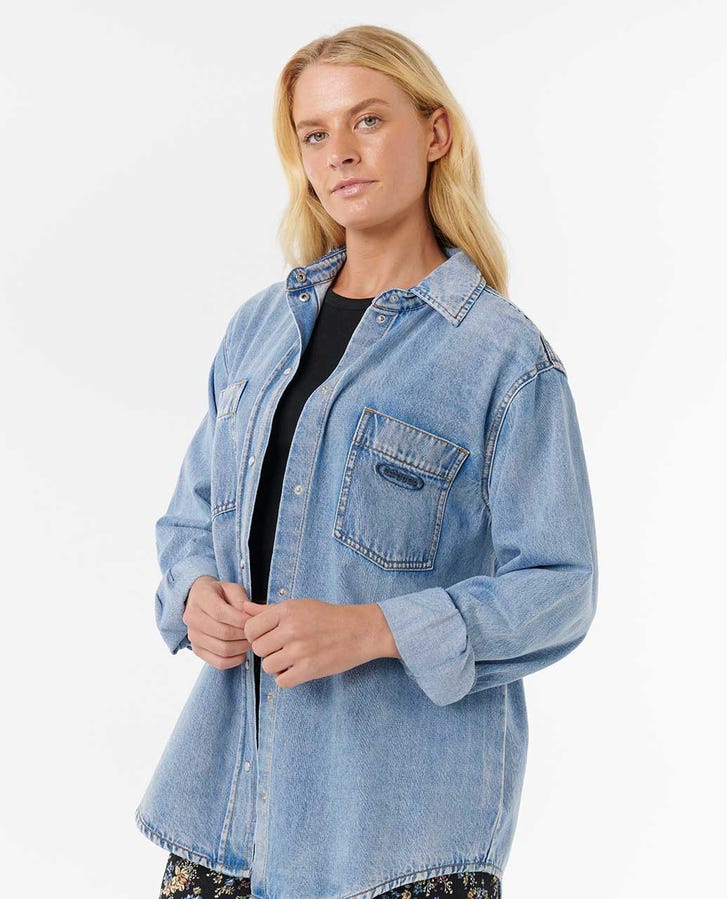 Rip Curl Pacific Rider Denim L/S Shirt-Blue