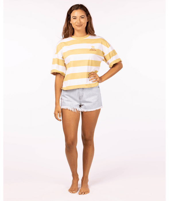 Rip Curl Paradise Club Heritage Crop Tee-Straw