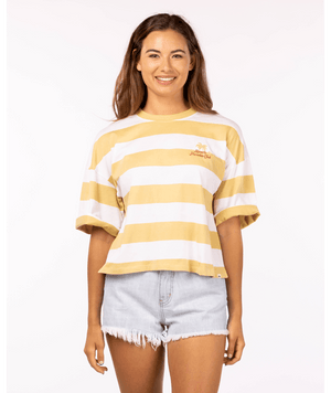 Rip Curl Paradise Club Heritage Crop Tee-Straw