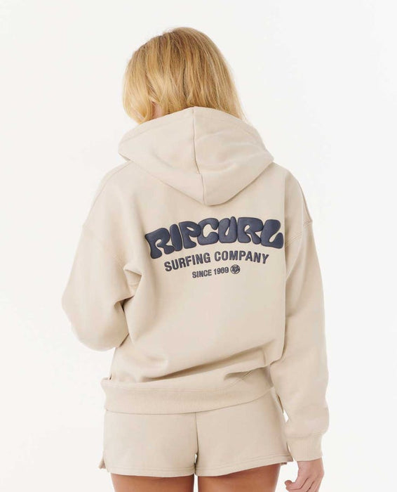 Rip Curl Surf Puff Heritage Hood Sweatshirt-Natural