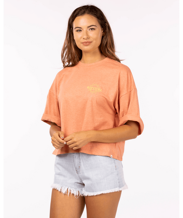 Rip Curl Better Days Heritage Crop Tee-Dusty Pink