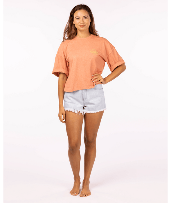 Rip Curl Better Days Heritage Crop Tee-Dusty Pink