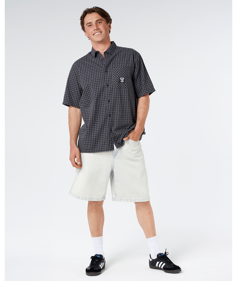 Rip Curl Liquid Trips Check Shirt-Washed Black