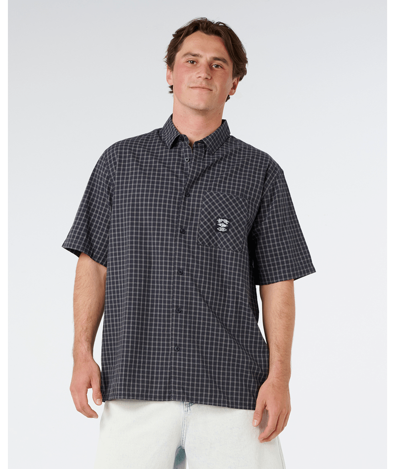 Rip Curl Liquid Trips Check Shirt-Washed Black