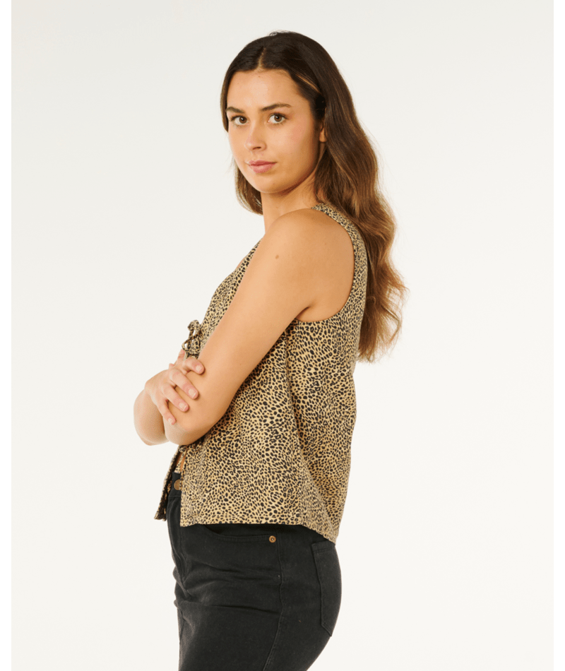 Rip Curl Animal Instincts Tie Tank-Natural
