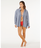 Rip Curl Beach Days Pinstripe L/S Shirt-Dusty Blue