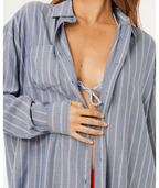 Rip Curl Beach Days Pinstripe L/S Shirt-Dusty Blue