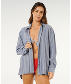 Rip Curl Beach Days Pinstripe L/S Shirt-Dusty Blue