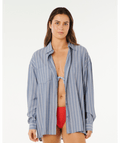 Rip Curl Beach Days Pinstripe L/S Shirt-Dusty Blue