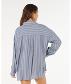 Rip Curl Beach Days Pinstripe L/S Shirt-Dusty Blue