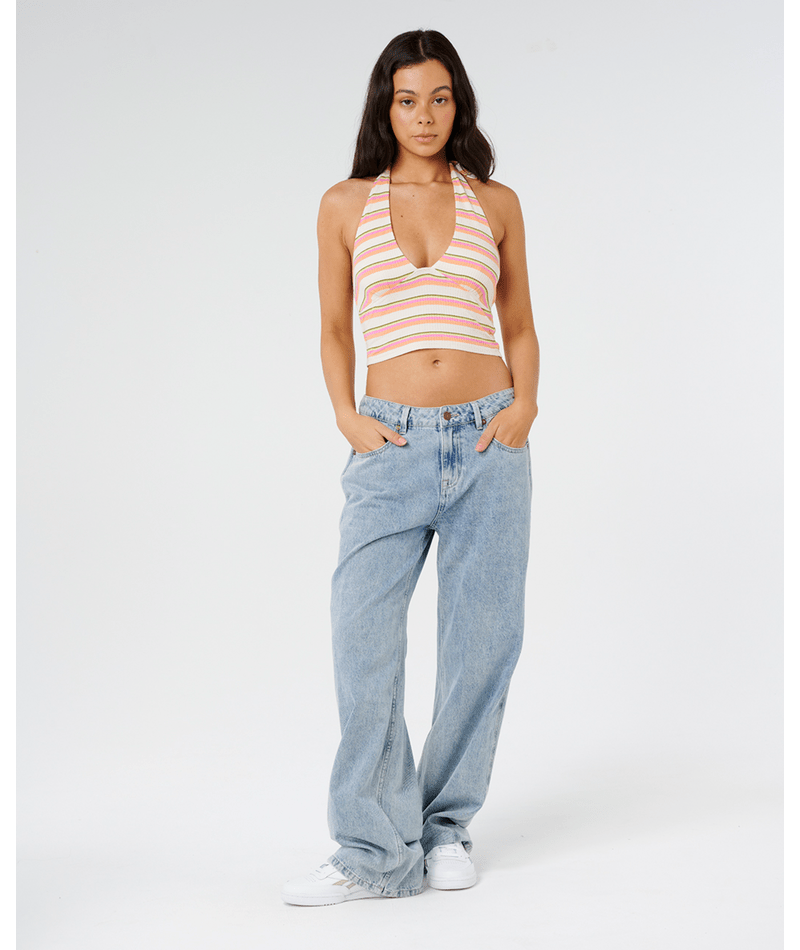 Rip Curl Topanga Canyon Rib Halter Tank-Peach