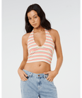 Rip Curl Topanga Canyon Rib Halter Tank-Peach