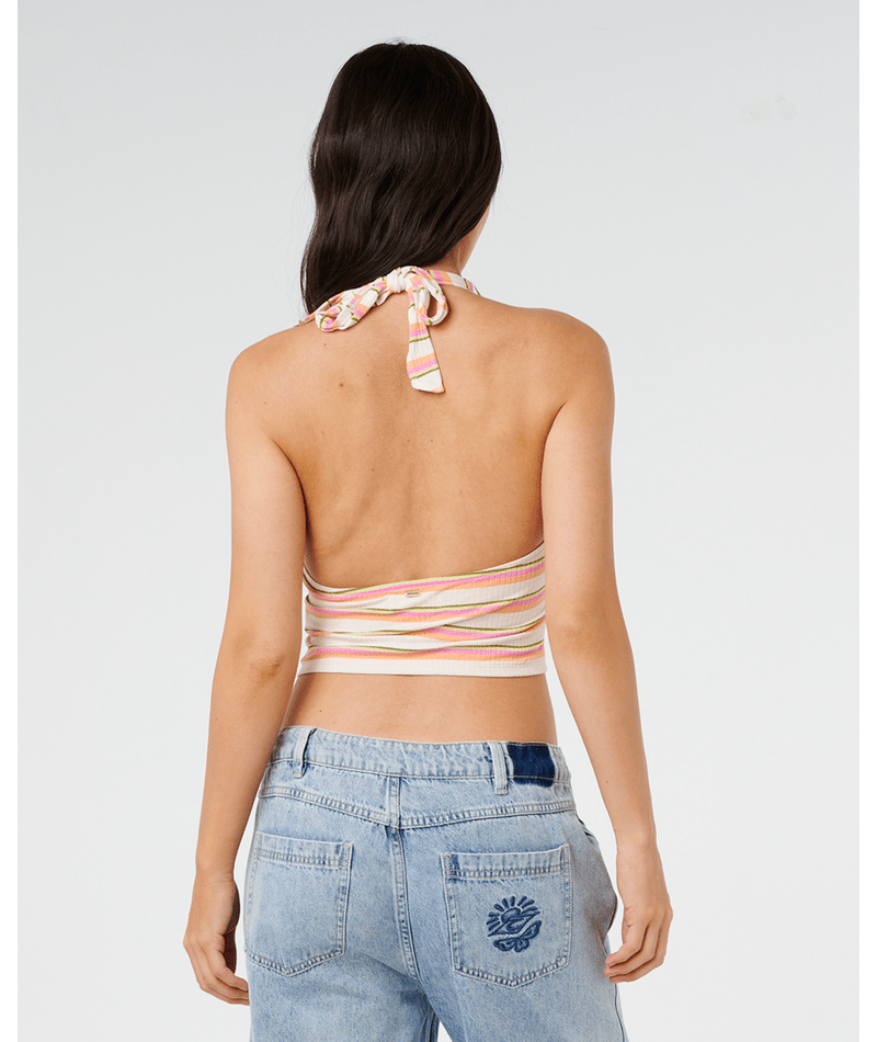 Rip Curl Topanga Canyon Rib Halter Tank-Peach