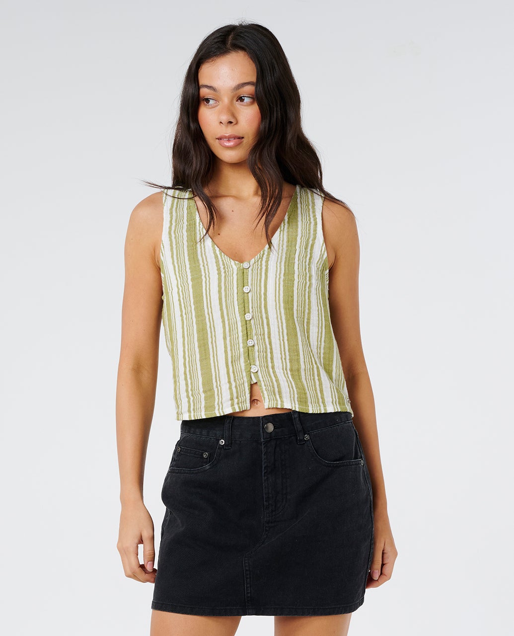 Rip Curl Premium Surf Stripe Tank-Olive
