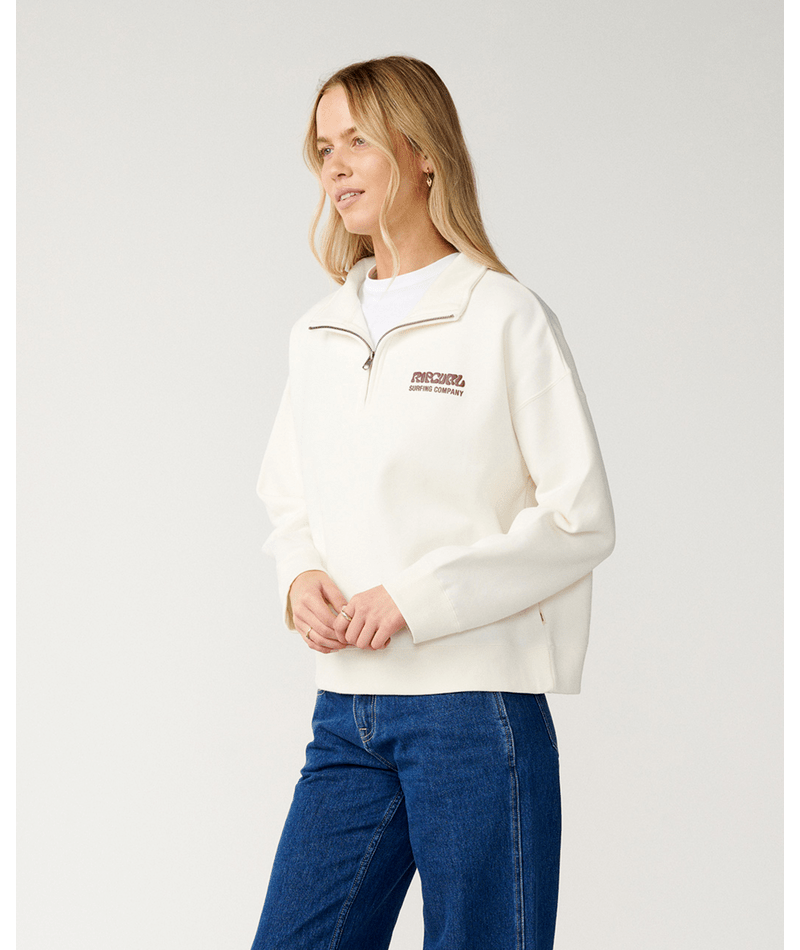 Rip Curl Surf Puff 1/4 Zip Sweatshirt-Bone