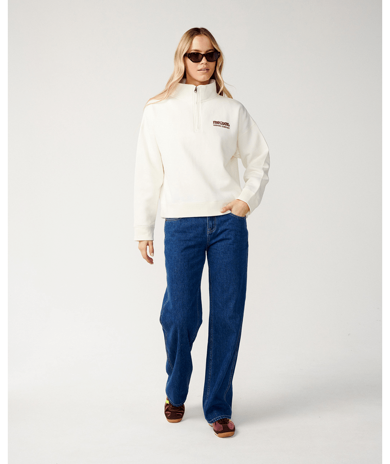 Rip Curl Surf Puff 1/4 Zip Sweatshirt-Bone