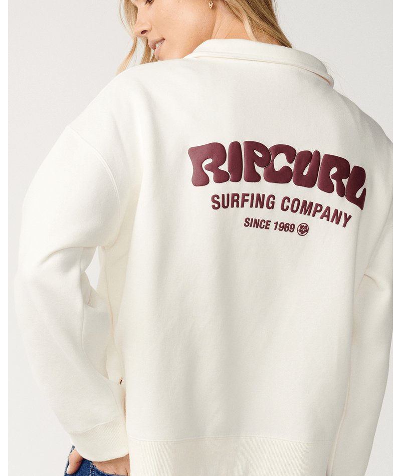 Rip Curl Surf Puff 1/4 Zip Sweatshirt-Bone