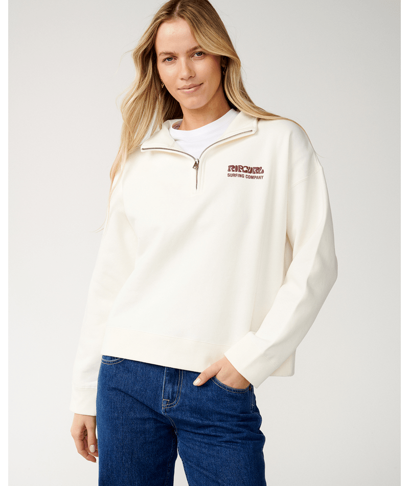 Rip Curl Surf Puff 1/4 Zip Sweatshirt-Bone
