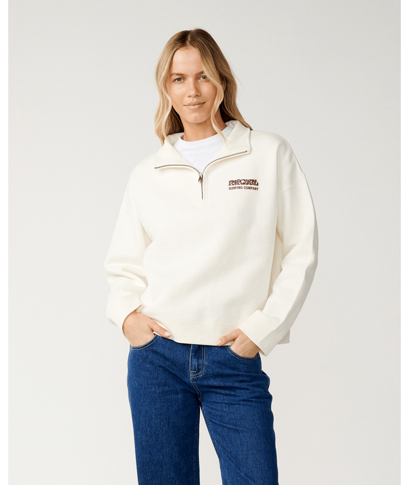 Rip Curl Surf Puff 1/4 Zip Sweatshirt-Bone