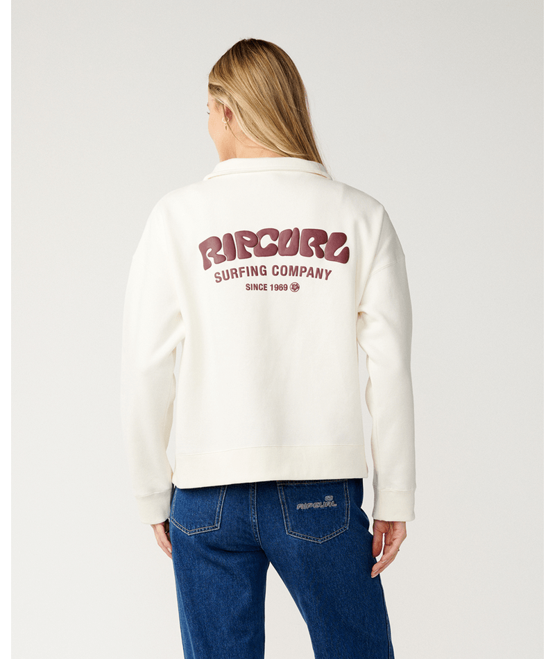 Rip Curl Surf Puff 1/4 Zip Sweatshirt-Bone