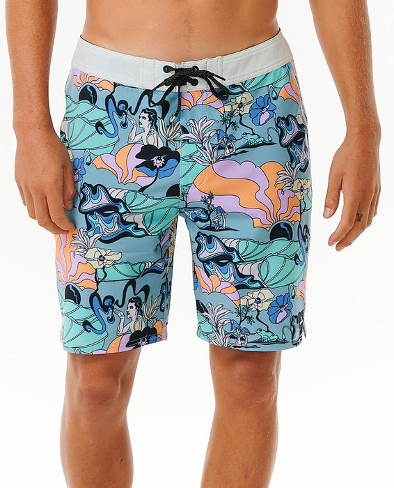 Rip Curl Mirage Postcards Boardshorts-Dusty Blue