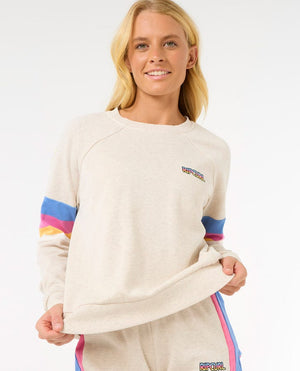 Rip Curl Las Dalias Raglan Crew Sweatshirt-Oatmeal Marle
