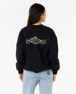 Rip Curl Neon Diamond Heritage Crew Sweatshirt-Black