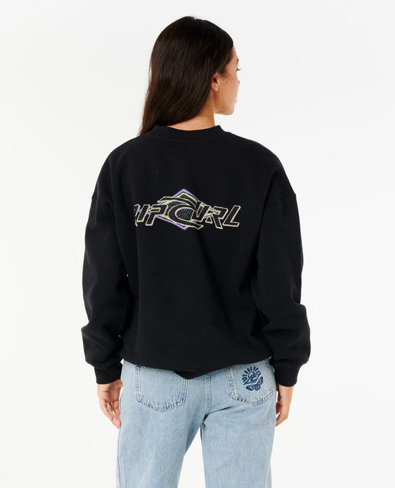 Rip Curl Neon Diamond Heritage Crew Sweatshirt-Black