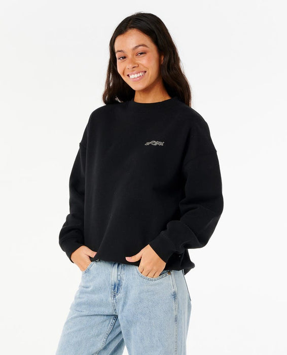 Rip Curl Neon Diamond Heritage Crew Sweatshirt-Black