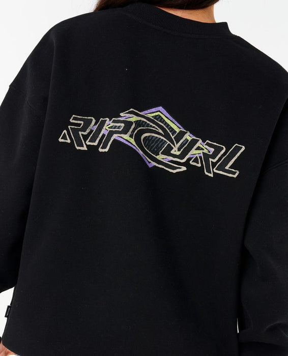 Rip Curl Neon Diamond Heritage Crew Sweatshirt-Black