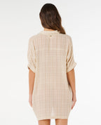 Rip Curl Paradise Check Cover Up Dress-Off White