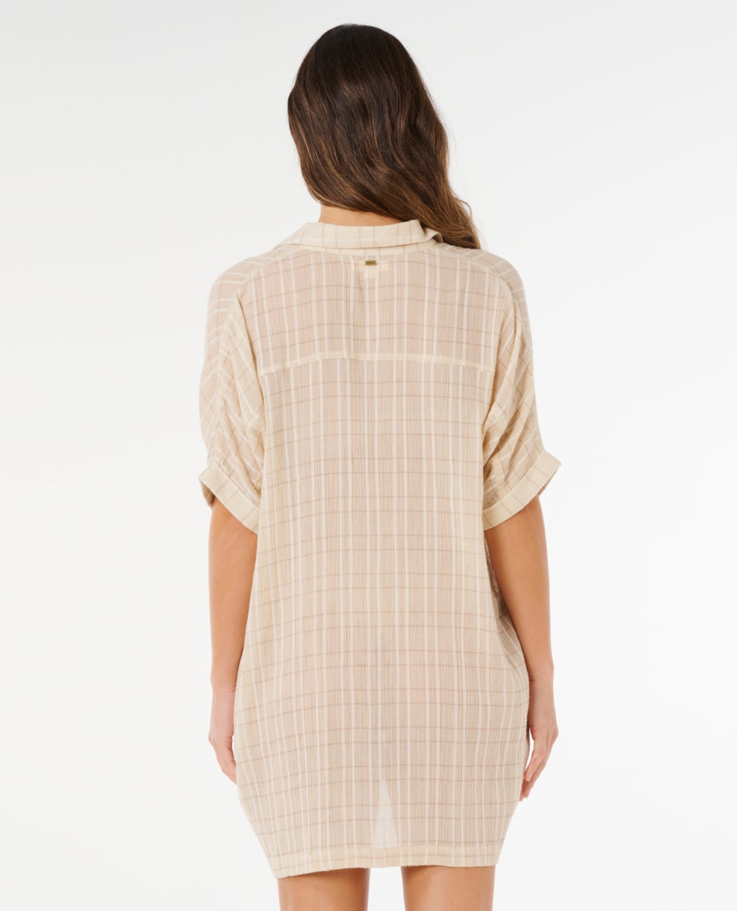 Rip Curl Paradise Check Cover Up Dress-Off White