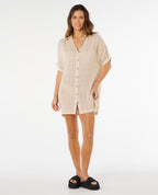 Rip Curl Paradise Check Cover Up Dress-Off White