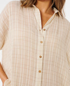 Rip Curl Paradise Check Cover Up Dress-Off White