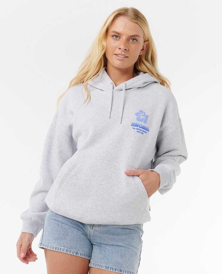 Rip Curl Surf Puff Heritage Hood Sweatshirt-Grey Marle