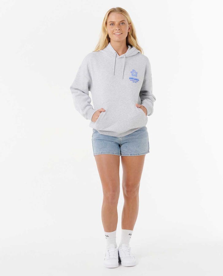 Rip Curl Surf Puff Heritage Hood Sweatshirt-Grey Marle