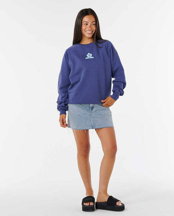 Rip Curl Luxe Surf Raglan Relaxed Crew Sweatshirt-Navy