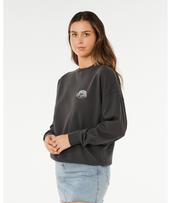 Rip Curl Bells Heritage Crew Sweatshirt-Washed Black