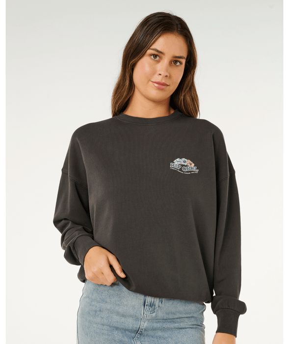 Rip Curl Bells Heritage Crew Sweatshirt-Washed Black