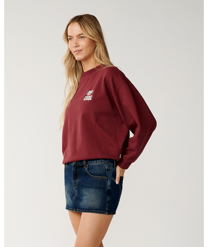 Rip Curl Sports Dept Crew Sweatshirt-Dark Plum